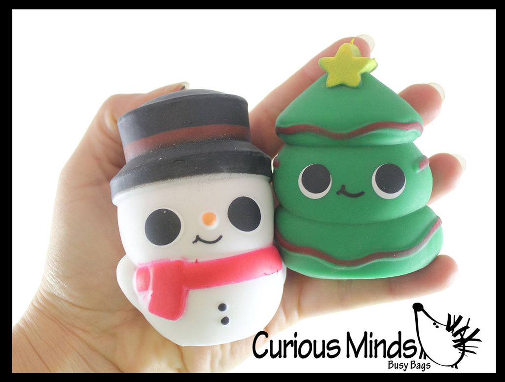 Christmas Soft Doh Squishy Balls - Christmas Tree and Snowman -  Soft Shaving Cream Doh Filled Stretch Ball - Ultra Squishy and Moldable Relaxing Sensory Fidget Stress Toy