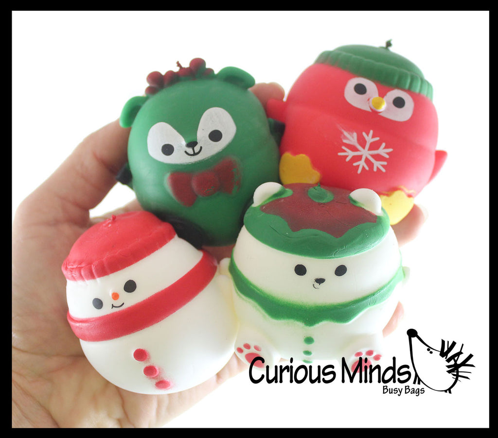 Christmas Winter Themed Sugar Ball - Thick Glue/Gel Syrup Stretch Ball - Ultra Squishy and Moldable Slow Rise Relaxing Sensory Fidget Stress Toy