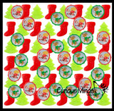 Christmas Favor Set - 96 Piece - Spinning Tops and Sticky and Stretchy Christmas Trees and Stockings - Small Festive Holiday Party Favor Toys (8 DOZEN)