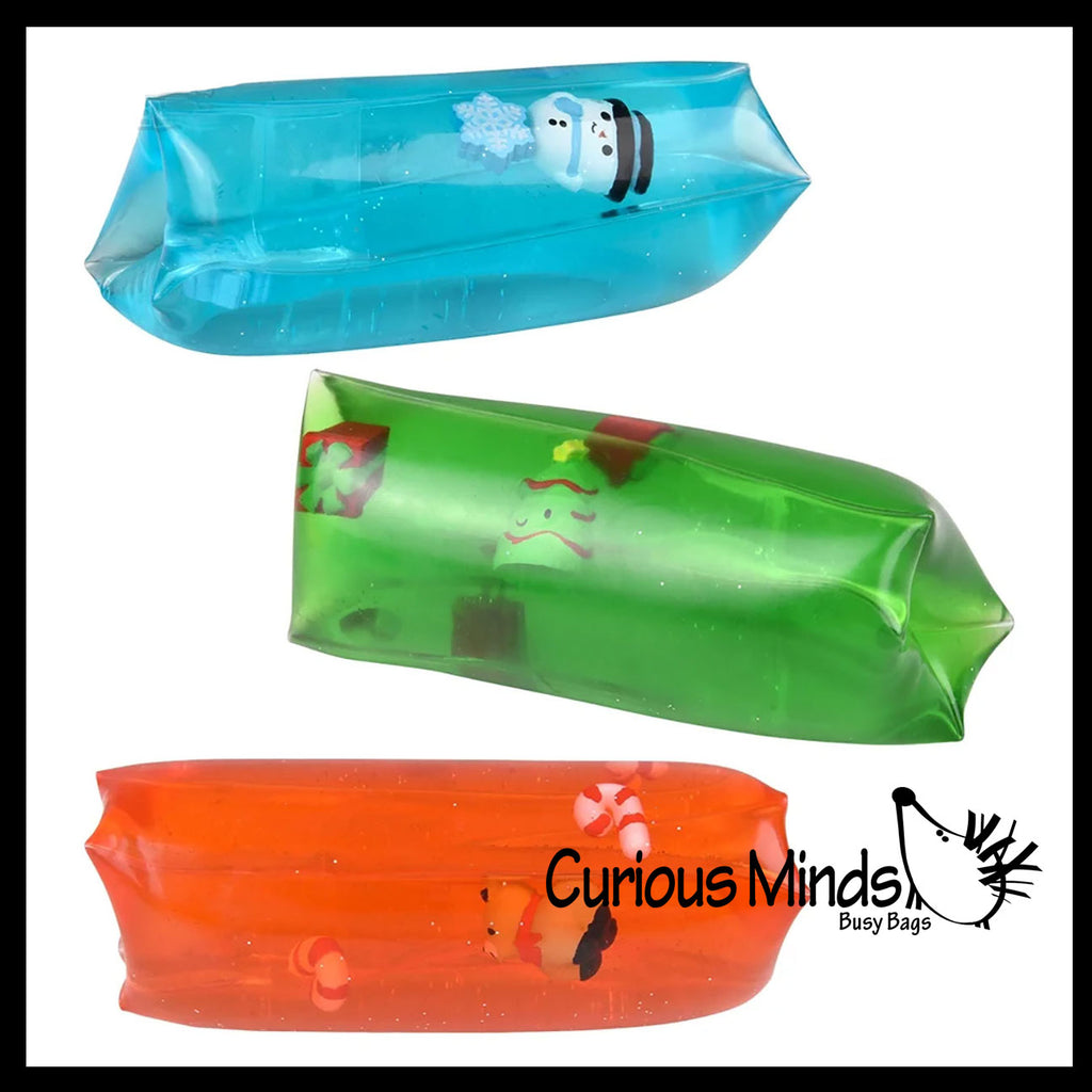 Jumbo Christmas Water Filled Tube Snake Stress Toy - Squishy Slippery Wiggler Sensory Fidget