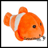 Cute Clownfish Plush Stuffed Animals- Adorable Mini Plushie Ocean Sealife Stuffie Orange Striped Fish