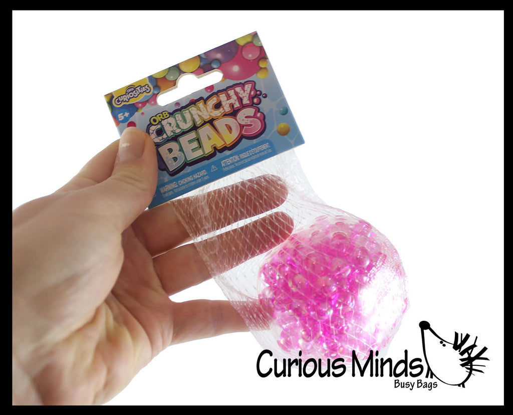 Crunchy Bead Sensory Ball - Fidget Toy Clear Skin with Hard Plastic Beads