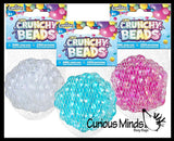 Crunchy Bead Sensory Ball - Fidget Toy Clear Skin with Hard Plastic Beads