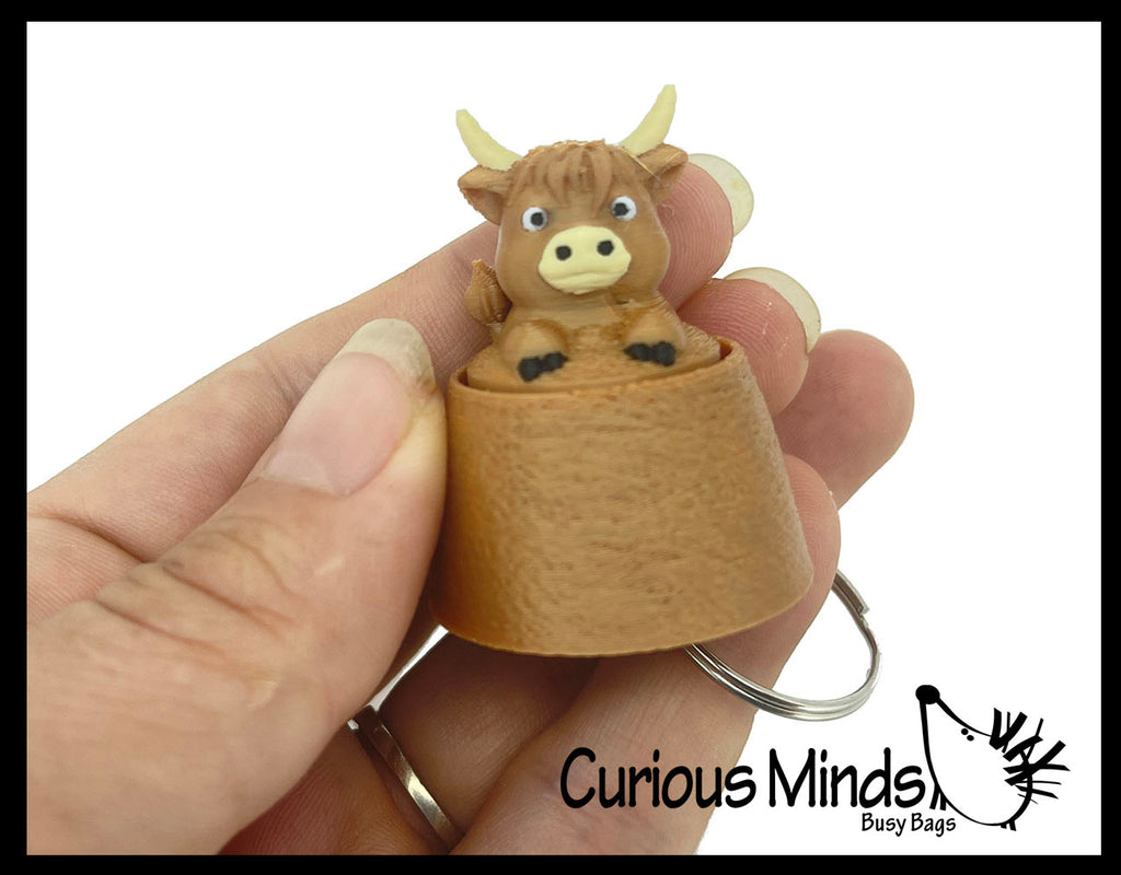 Highland Cow Keyboard Key Fidget Clicker  - Toy - Key Cap Click on Keychain Cute Gift