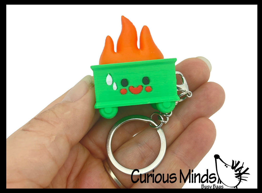 Dumpster Fire Keyboard Key Fidget Clicker  - 3D Printed Cute Click on Keychain Coworker Gift Funny