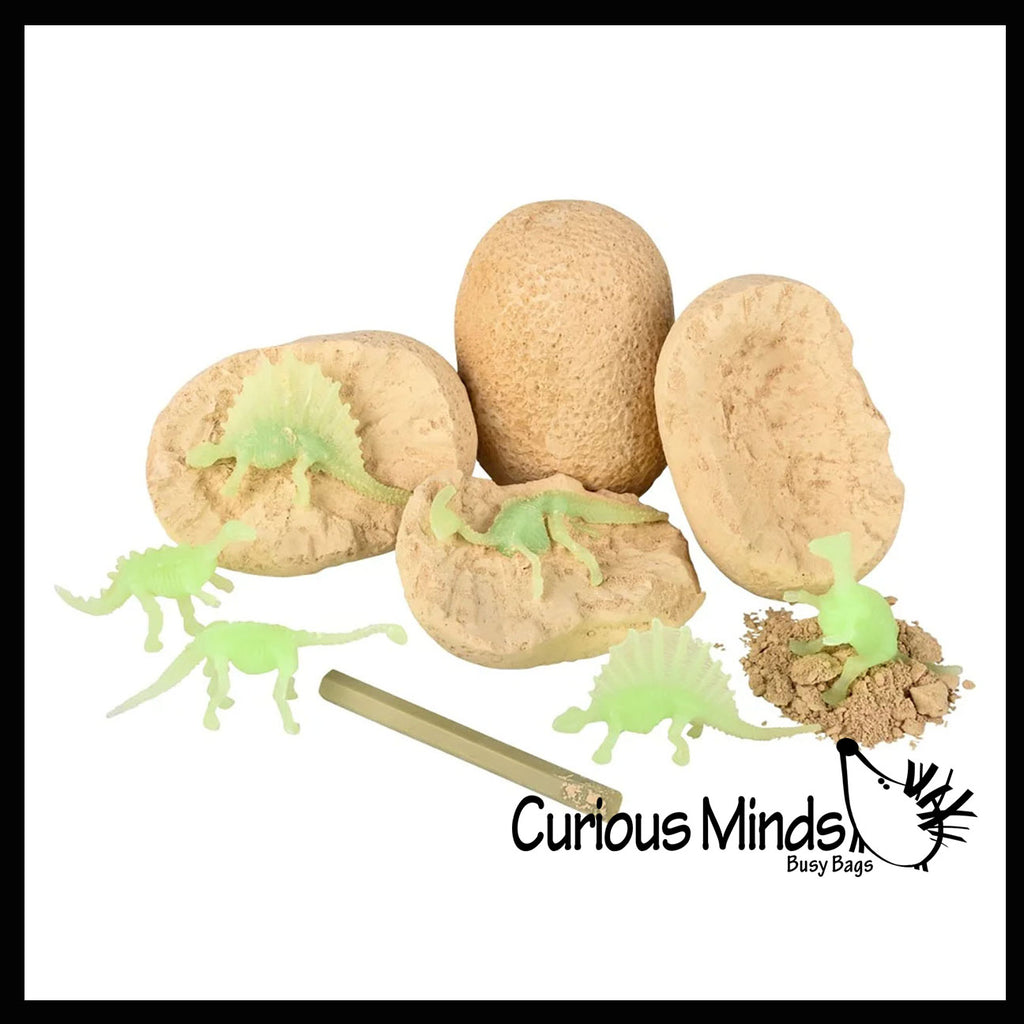 LAST CHANCE - LIMITED STOCK - Dinosaur Fossil Excavation Dig Eggs - Uncover Dino Fossil Figurine In Chalky Egg Activity
