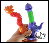 Cute Dinosaur Neck Pull and Pop Snap Animal Expanding Flexible Accordion Tube Toy - Free Play - Open Ended Fidget Toy Dino