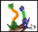 Cute Dinosaur Neck Pull and Pop Snap Animal Expanding Flexible Accordion Tube Toy - Free Play - Open Ended Fidget Toy Dino
