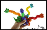 Cute Dinosaur Neck Pull and Pop Snap Animal Expanding Flexible Accordion Tube Toy - Free Play - Open Ended Fidget Toy Dino