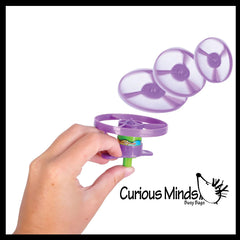 Flying Disc Spinner Mini Launcher Toy - Shoot Disc Up  Ball Launcher Flies High Helicopter Launch