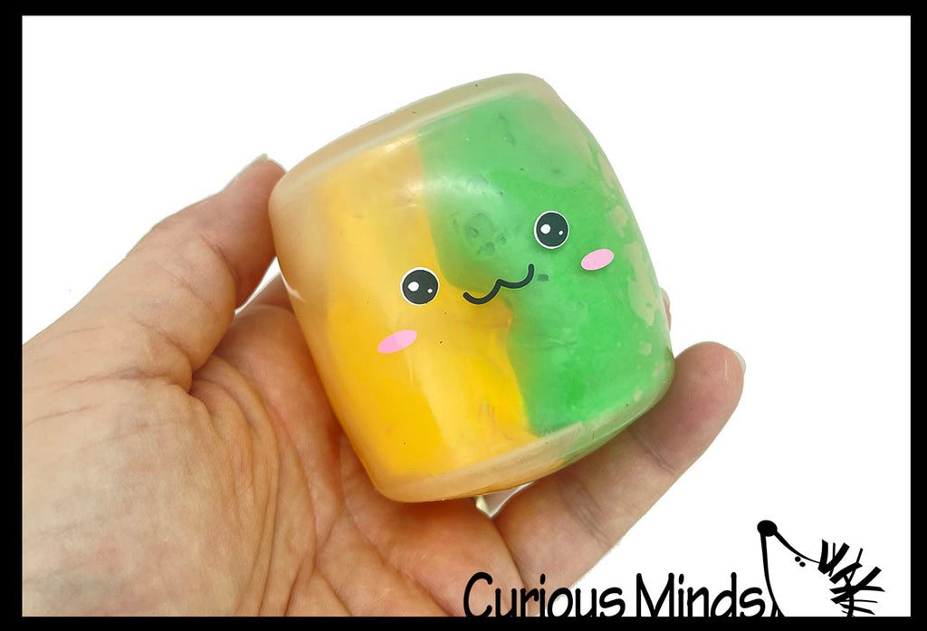 Tri Color 2.5" Cylinder Doh Filled Squish Stress Squishy Ball
