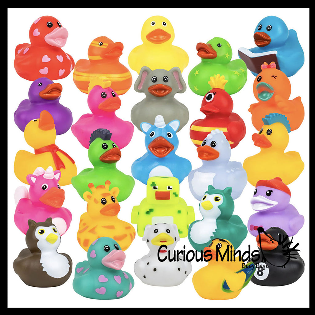 2" Assorted Rubber Ducks - 25 Different Rubber Duckies - Cute Novelty Prize Reward Giveaway
