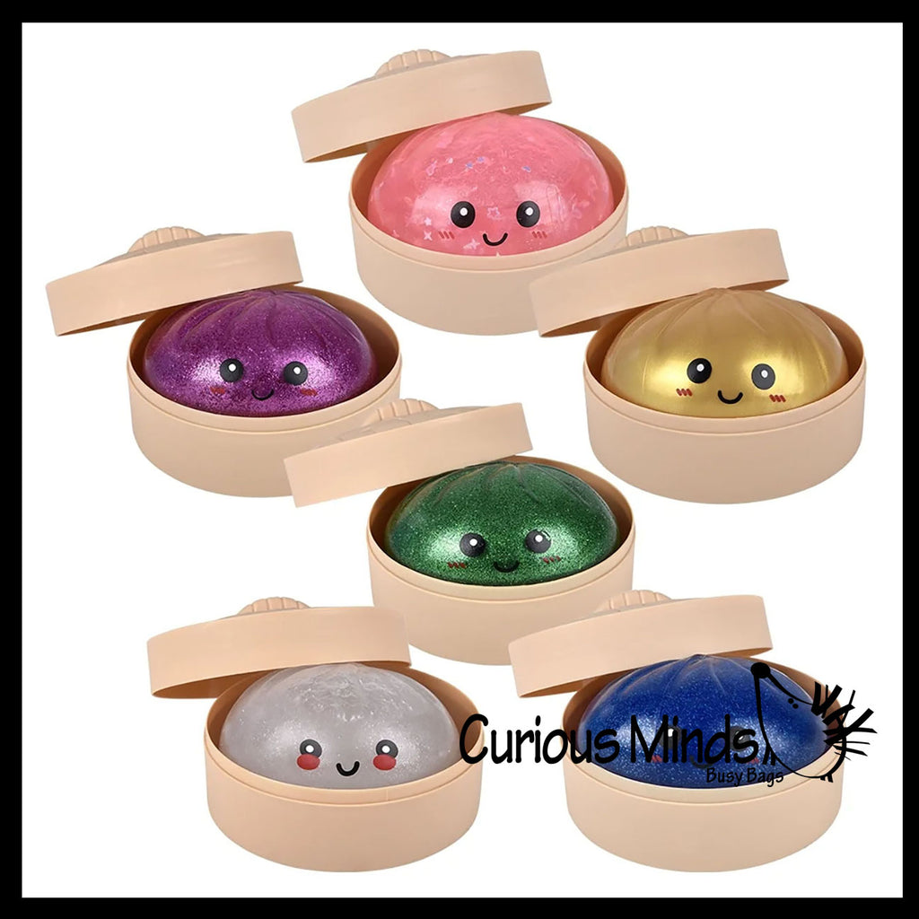 NEW - Mystery Sparkle Jelly Gel Series 3.5" Dumpling Dim Sum - Ultra Squishy Relaxing Sensory Fidget Stress Toy