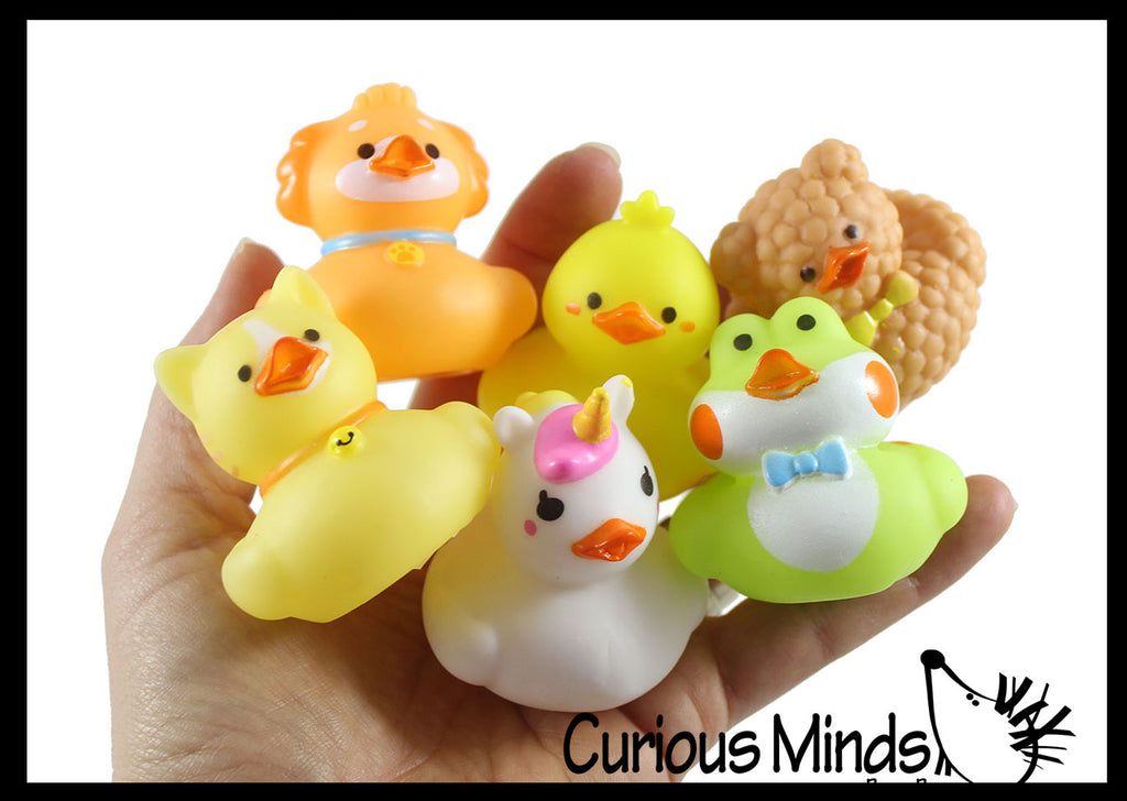 Cute Spring Animal Shaped Kawaii 2" Rubber Ducks - Rubber Duckies Baby Ducklings - Cute Novelty Prize Reward Giveaway Easter