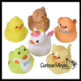 Cute Spring Animal Shaped Kawaii 2" Rubber Ducks - Rubber Duckies Baby Ducklings - Cute Novelty Prize Reward Giveaway Easter