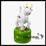 Fainting Goat Wooden Collapsing Thumb Dancing Push Puppet Animals Farm Classic Toy