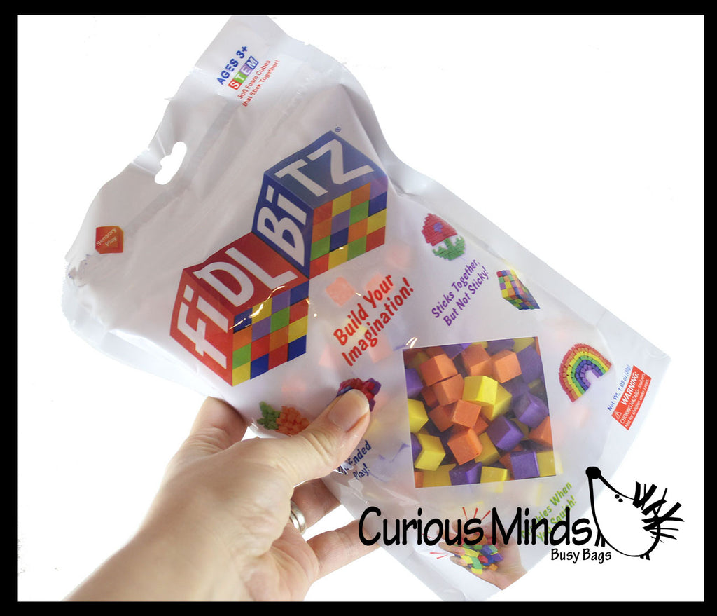 Fidlbitz Foam Block Building Toy - Sensory Fidget - Sticky Blocks - Crunchy Sound