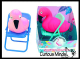Flamingo on a Folding Beach Chair - Soft Cream Doh Filled Stress Ball - Squishy Gooey Squish Sensory Squeeze Balls Cute Gift Office Decoration