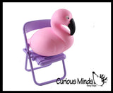 Flamingo on a Folding Beach Chair - Soft Cream Doh Filled Stress Ball - Squishy Gooey Squish Sensory Squeeze Balls Cute Gift Office Decoration