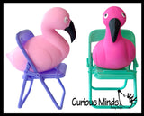 Flamingo on a Folding Beach Chair - Soft Cream Doh Filled Stress Ball - Squishy Gooey Squish Sensory Squeeze Balls Cute Gift Office Decoration