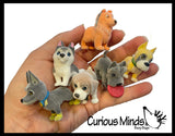 Flocked Dog Animal Figurines - Soft Touch Collectible Play Figurines Pretend Play Puppy Pet