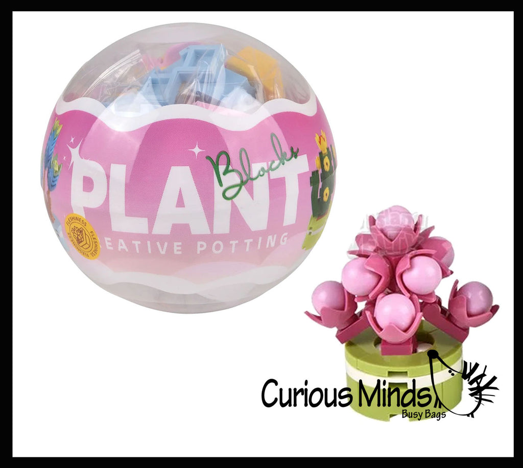 NEW - Mini Plant Succulent Flower Building Brick Block Set Toy - Cute Plastic Sphere Container Set