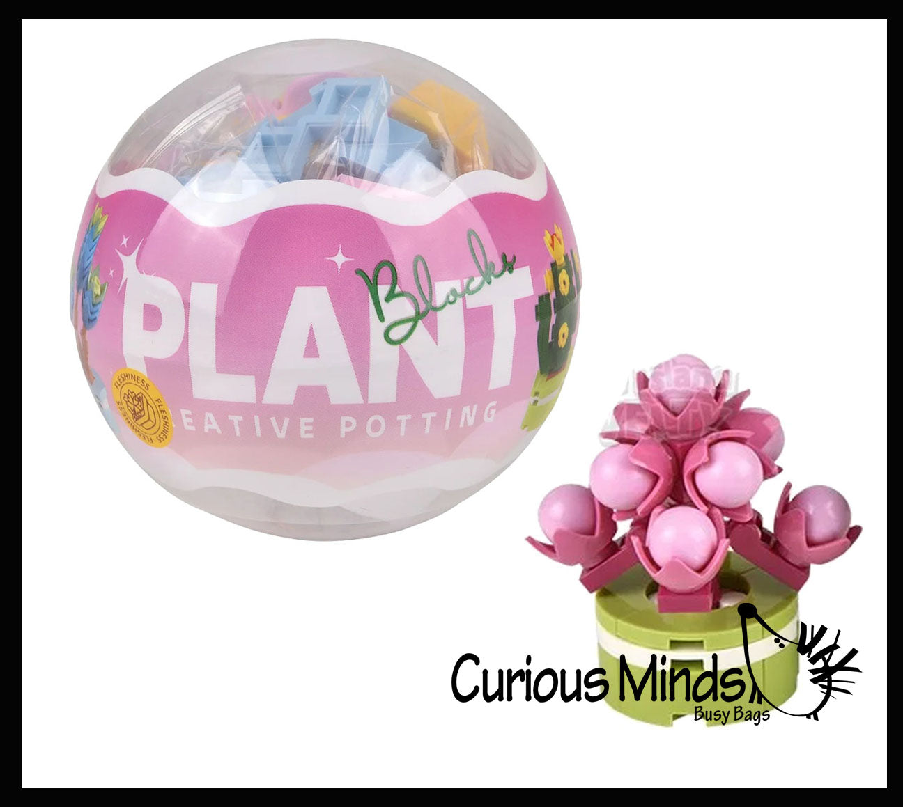 plant based plastic toys Set of 3 Mini Plant Succulent Flower Building Brick Block Set Toy