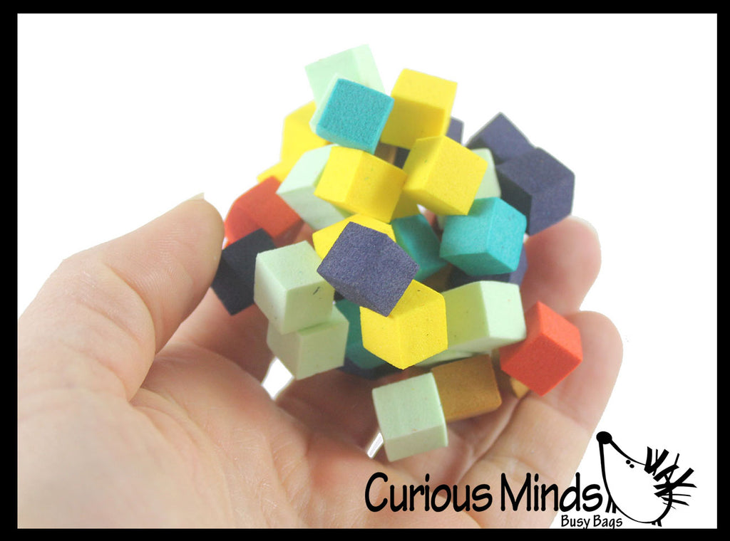Foam Bitz - Block Building Toy - Sensory Fidget - Sticky Blocks - Crunchy Sound