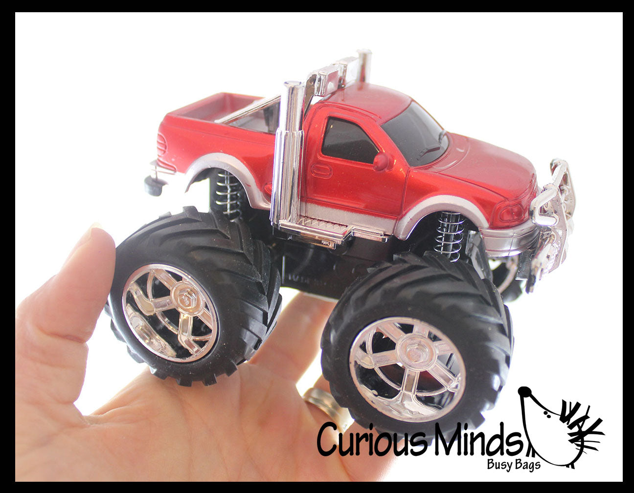 Set of 2 Friction Monster Truck Pull Back Racer Cars Pullback Toy Moves by Itself Friction Powered Random Colors