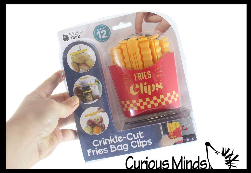 French Fry Themed Chip Clips - Magnetic Storage with 12 Fry Shaped Clips