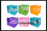 Jumbo 3" Sugar Ice Cube Ball - Thick Glue/Gel Syrup Molasses Stretch Ball - Ultra Squishy and Moldable Slow Rise Relaxing Sensory Fidget Stress Toy Square Ice