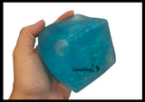 Jumbo 3" Sugar Ice Cube Ball - Thick Glue/Gel Syrup Molasses Stretch Ball - Ultra Squishy and Moldable Slow Rise Relaxing Sensory Fidget Stress Toy Square Ice