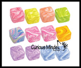 Fundoh Sugar Swirl Ice Cube Ball - Thick Glue/Gel Syrup Molasses Stretch Ball - Ultra Squishy and Moldable Slow Rise Relaxing Sensory Fidget Stress Toy Square Ice