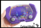 Retro Water Games - Push Button to Put Rings on Pegs - Hand Held Travel Arcade Game - Classic Video Game Themes