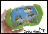 Retro Water Games - Push Button to Put Rings on Pegs - Hand Held Travel Arcade Game - Classic Video Game Themes