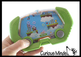 Retro Water Games - Push Button to Put Rings on Pegs - Hand Held Travel Arcade Game - Classic Video Game Themes