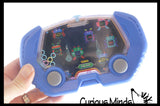 Retro Water Games - Push Button to Put Rings on Pegs - Hand Held Travel Arcade Game - Classic Video Game Themes
