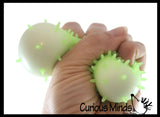 Glow in the Dark Spiky Doh Filled Stress Ball - Glob Balls - Squishy Gooey Shape-able Squish Sensory Squeeze Balls
