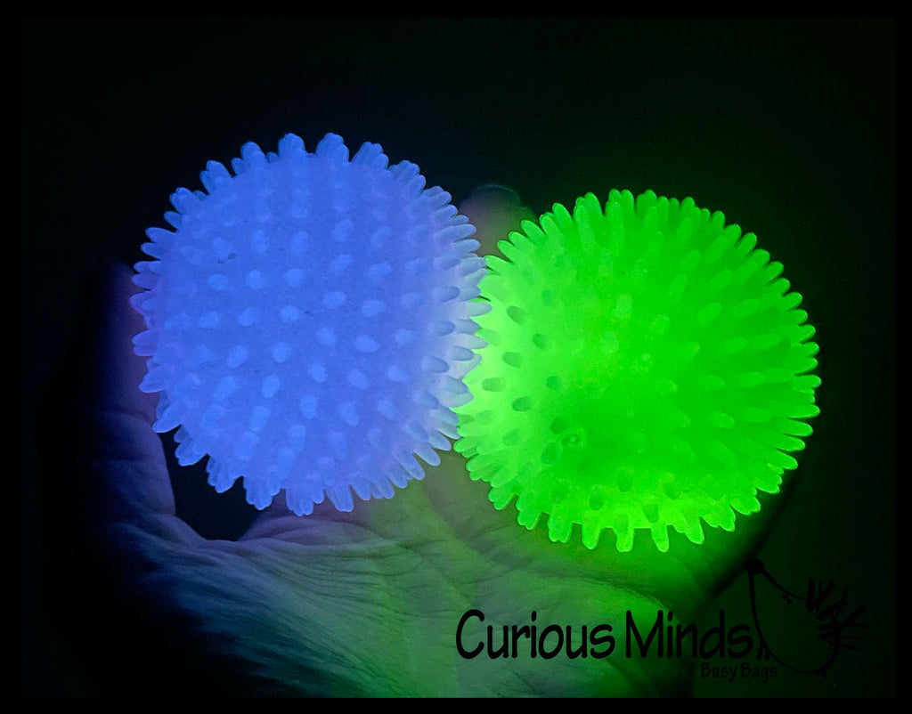 Glow in the Dark Spiky Doh Filled Stress Ball - Glob Balls - Squishy Gooey Shape-able Squish Sensory Squeeze Balls