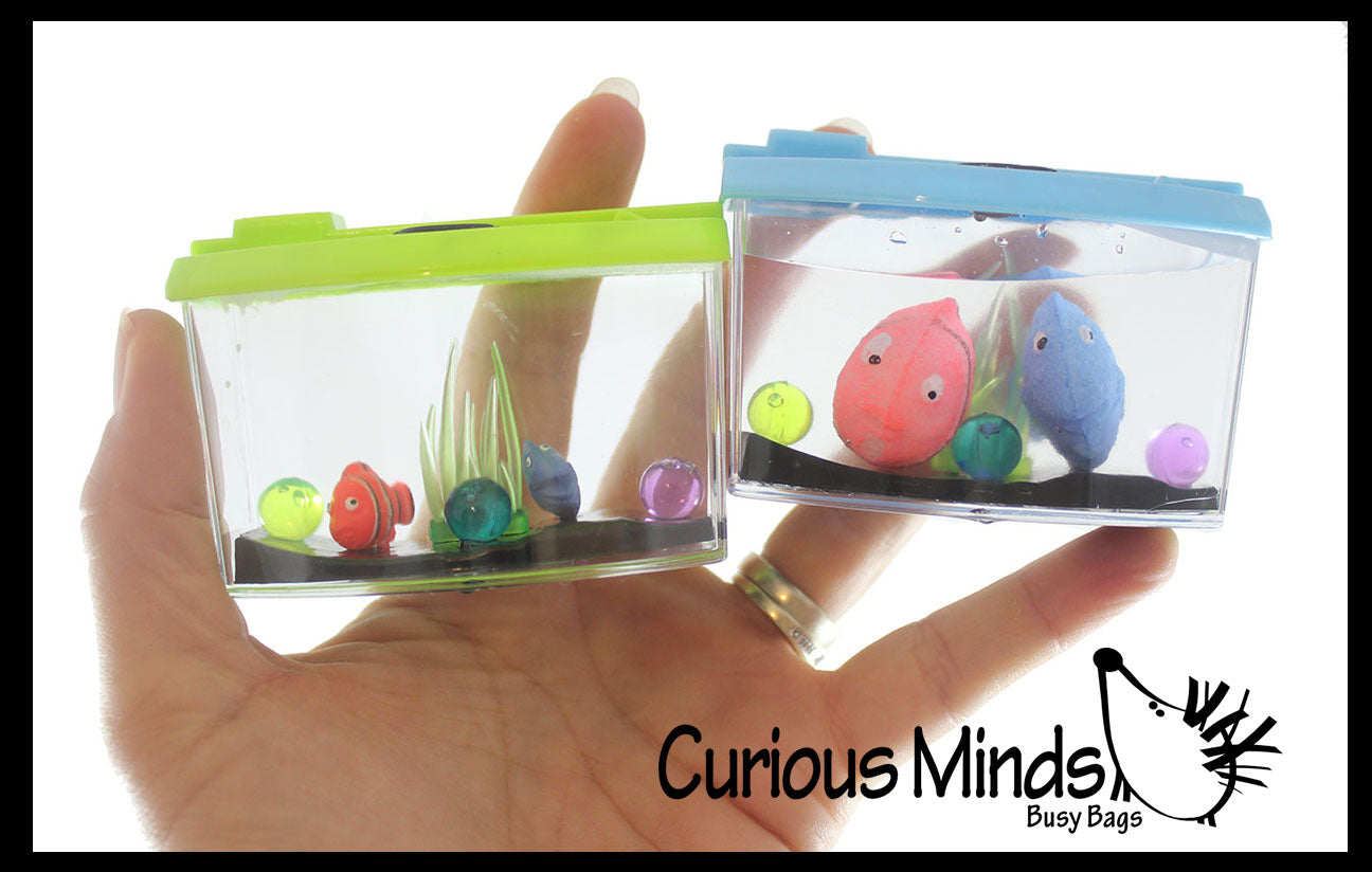 fake fish and poles Grow Aquarium - Add Water and 2 Fish Grow - Sea Critter Toy Fun Science Expanding Novelty Magic Absorbent Polymer Toy Fake Desk Pet BULK