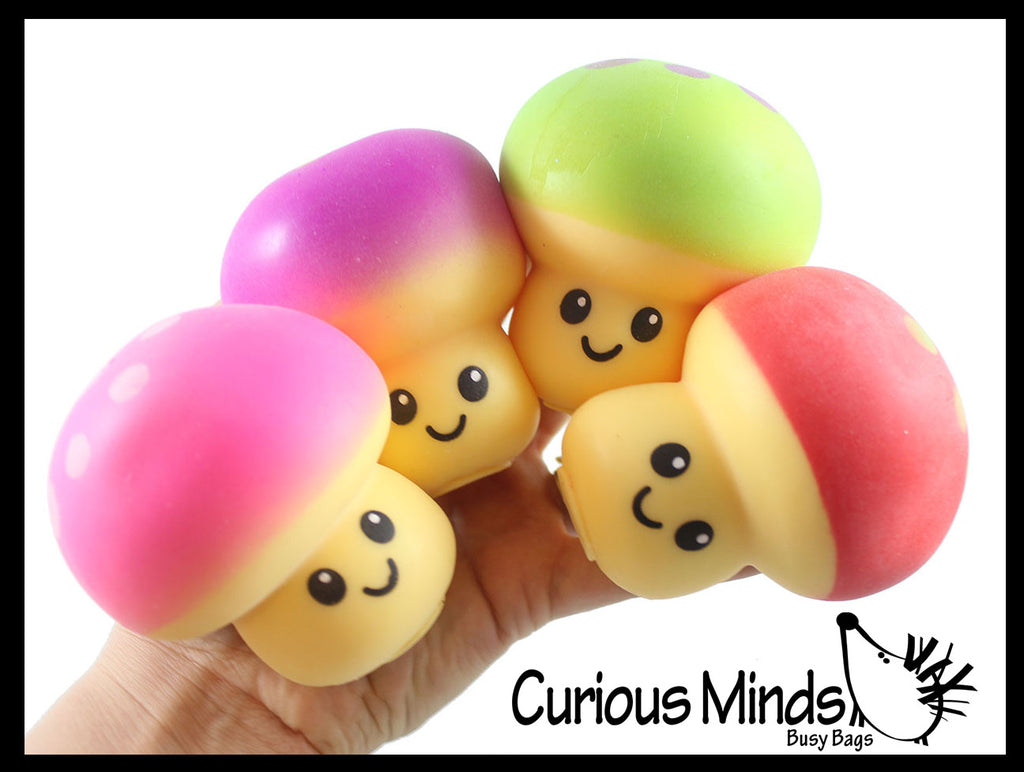 NEW - Mushroom Squishy Squeeze Stress Ball Soft Doh Filling - Like Shaving Cream - Sensory, Fidget Toy