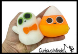 Halloween Ghost and Candy Corn Soft Cream Doh Filled Stress Ball - Squishy Gooey Squish Sensory Squeeze Balls - Spooky