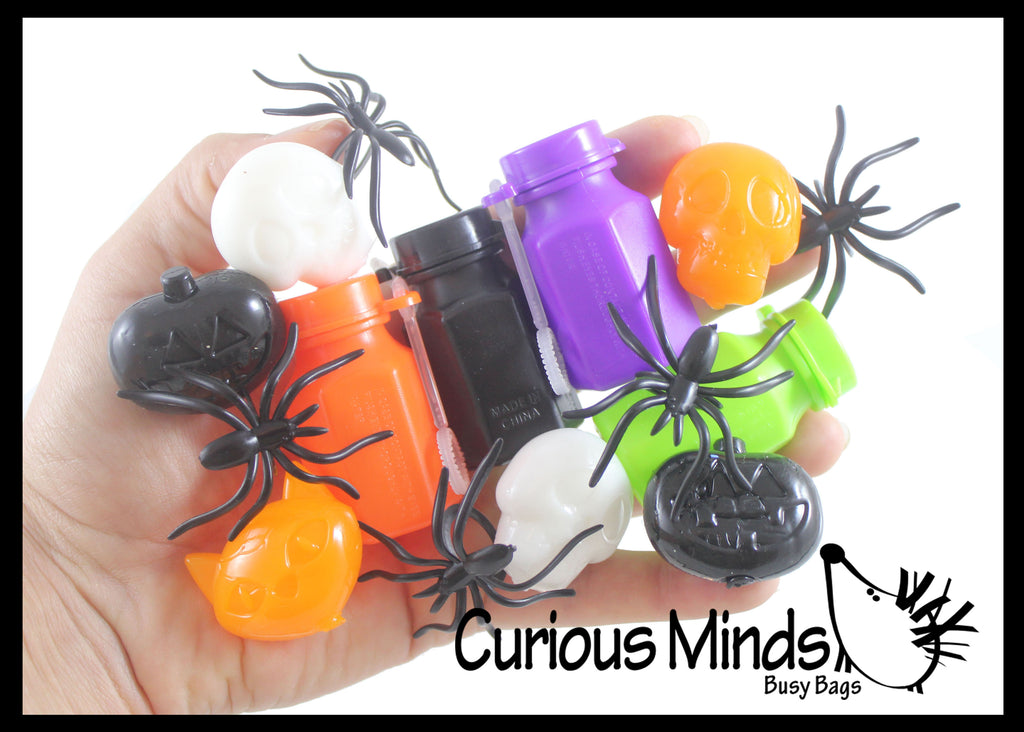 Halloween 264 Piece Small Toy Set - Mini Bubbles, Sticky Mochi Characters, and Spider Rings - Trick or Treat (22 Dozen)