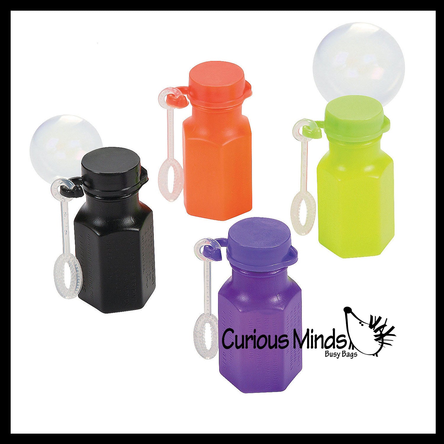 Bubbles Container Mini Halloween Mini Bubble Bottles - 4 Spooky Colors - Halloween Prize Toy ...