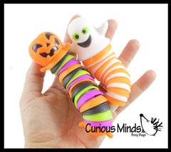 2 Halloween Fidgets Ghost and Jack O Lantern Pumpkin - Wiggle Articulated Jointed Moving Holloween