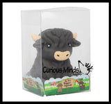 Highland Cow Large Mochi - Cute Animal Gummy Mochi Fidget Squishy Animals - Cute Individually Wrapped Toys - Sensory, Stress, Fidget Party Favor Toy