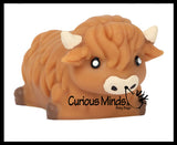 Highland Cow Large Mochi - Cute Animal Gummy Mochi Fidget Squishy Animals - Cute Individually Wrapped Toys - Sensory, Stress, Fidget Party Favor Toy