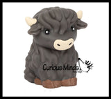 Highland Cow Large Mochi - Cute Animal Gummy Mochi Fidget Squishy Animals - Cute Individually Wrapped Toys - Sensory, Stress, Fidget Party Favor Toy