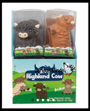 Highland Cow Large Mochi - Cute Animal Gummy Mochi Fidget Squishy Animals - Cute Individually Wrapped Toys - Sensory, Stress, Fidget Party Favor Toy