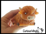 Highland Cow Large Mochi - Cute Animal Gummy Mochi Fidget Squishy Animals - Cute Individually Wrapped Toys - Sensory, Stress, Fidget Party Favor Toy